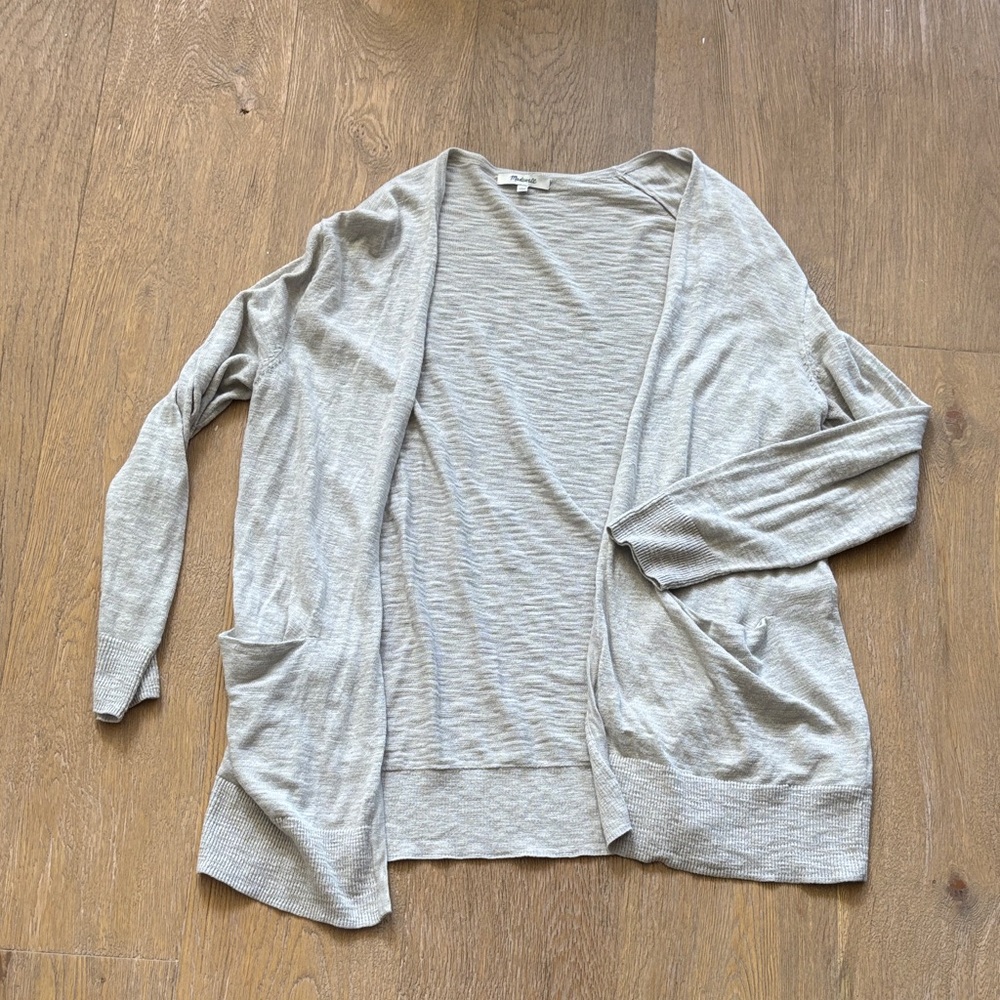 Madewell Light Gray Open Front Cardigan